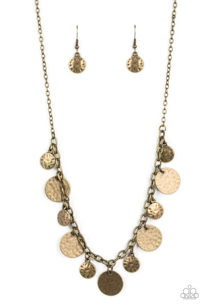 MODEL MEDALLIONS - BRASS DISC NECKLACE - PAPARAZZI