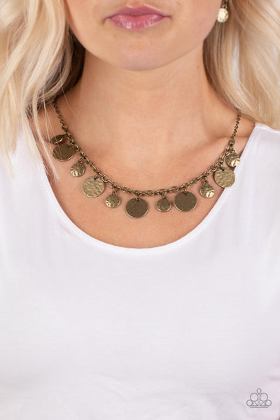 MODEL MEDALLIONS - BRASS DISC NECKLACE - PAPARAZZI