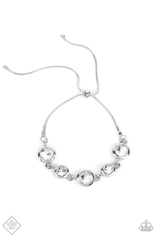 CLASSICALLY CULTIVATED - WHITE GEM SILVER SLIDE BRACELET - PAPARAZZI FASHION FIX NOVEMBER 2022