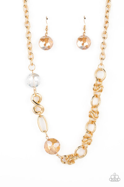 CELESTIALLY CELTIC - GOLD CELTIC KNOT LIKE TWIST NECKLACE - PAPARAZZI