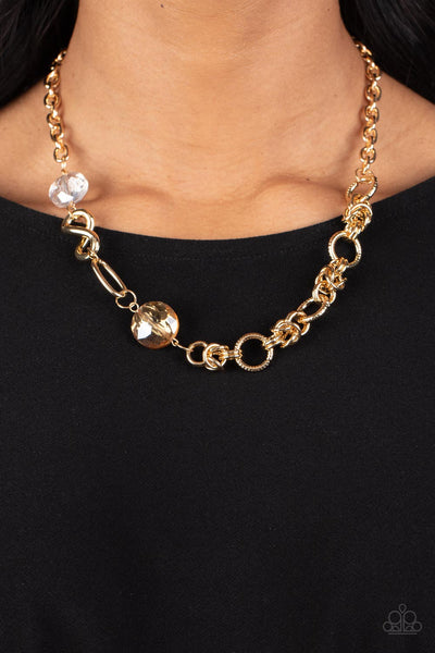 CELESTIALLY CELTIC - GOLD CELTIC KNOT LIKE TWIST NECKLACE - PAPARAZZI