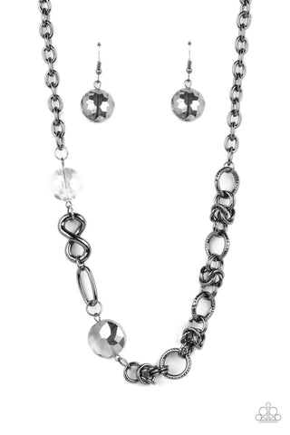 CELESTIALLY CELTIC - BLACK GUNMETAL CRYSTAL SHORT NECKLACE - PAPARAZZI