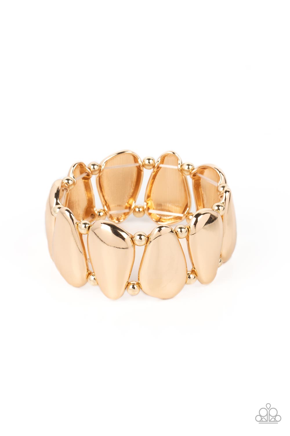 CLASSY CAVE - GOLD TEARDROP STRETCHY BRACELET - PAPARAZZI