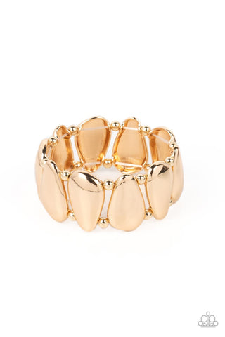 CLASSY CAVE - GOLD TEARDROP STRETCHY BRACELET - PAPARAZZI