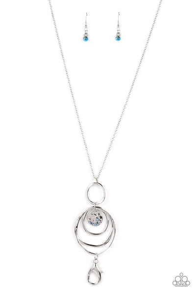 MERMAID MAESTOSO - BLUE IRIDESCENT RHINESTONE SILVER LANYARD NECKLACE - PAPARAZZI
