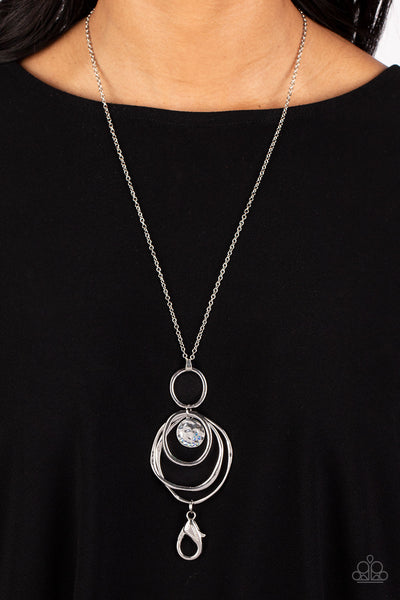 MERMAID MAESTOSO - BLUE IRIDESCENT RHINESTONE SILVER LANYARD NECKLACE - PAPARAZZI