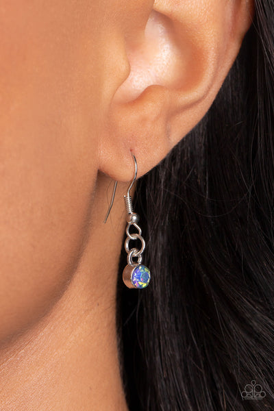 MERMAID MAESTOSO - BLUE IRIDESCENT RHINESTONE SILVER LANYARD NECKLACE - PAPARAZZI