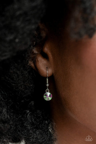 BLOOMING BRILLIANCE - MULTI IRIDESCENT AND WHITE RHINESTONE SILVER NECKLACE - PAPARAZZI LIFE OF THE PARTY JANUARY 2023