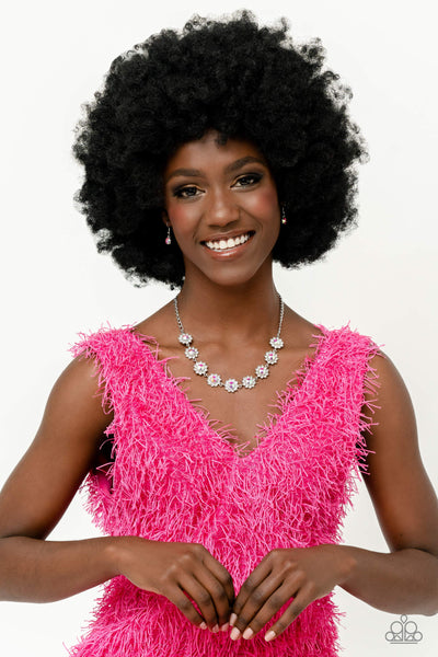 BLOOMING BRILLIANCE - MULTI IRIDESCENT AND WHITE RHINESTONE SILVER NECKLACE - PAPARAZZI LIFE OF THE PARTY JANUARY 2023