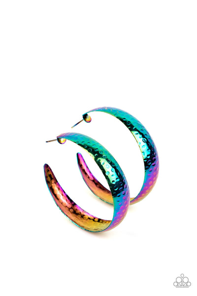 FUTURISTIC FLAVOR - MULTI OIL SPILL HOOP EARRINGS - LIFE OF THE PARTY SEPT 2022 PAPARAZZI