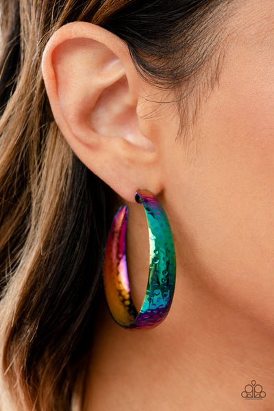 FUTURISTIC FLAVOR - MULTI OIL SPILL HOOP EARRINGS - LIFE OF THE PARTY SEPT 2022 PAPARAZZI