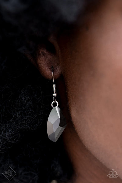 RAW RAPTURE - SILVER HEMATITE GEM NECKLACE - PAPARAZZI FASHION FIX OCTOBER 2022