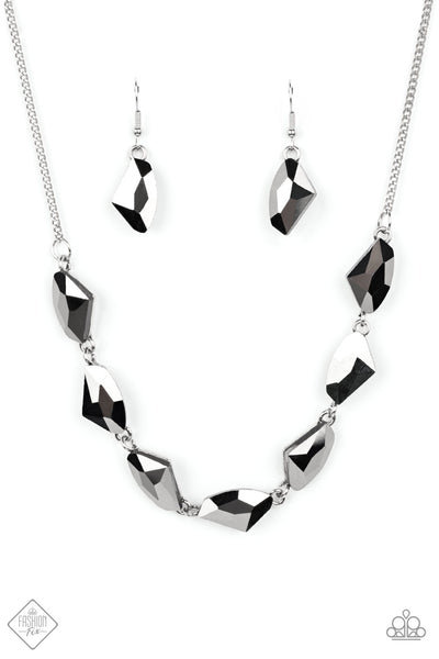 RAW RAPTURE - SILVER HEMATITE GEM NECKLACE - PAPARAZZI FASHION FIX OCTOBER 2022