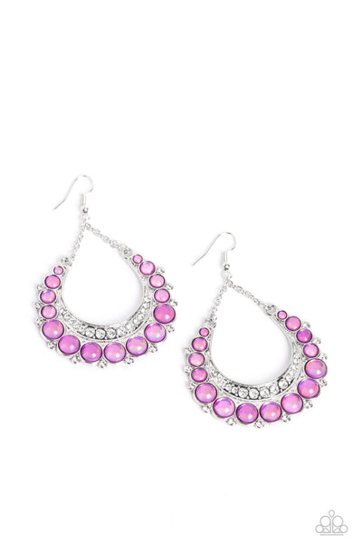 BUBBLY BLING - PURPLE BEAD SILVER EARRINGS - PAPARAZZI