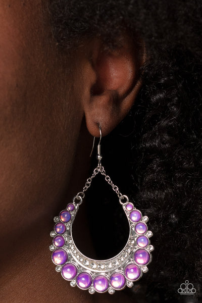 BUBBLY BLING - PURPLE BEAD SILVER EARRINGS - PAPARAZZI