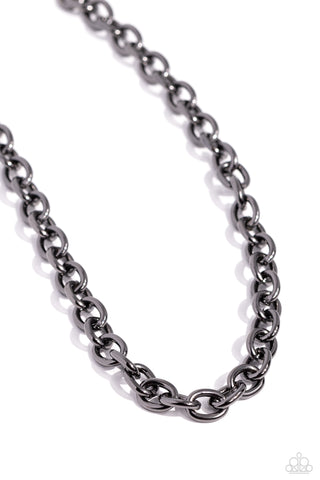 THINGS HAVE CHAIN-GED - BLACK GUNMETAL CHAIN SHORT NECKLACE - PAPARAZZI