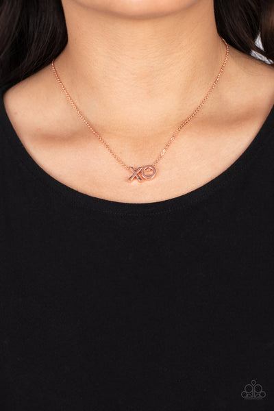 HUGS AND KISSES - COPPER SHINY XO DAINTY NECKLACE - PAPARAZZI
