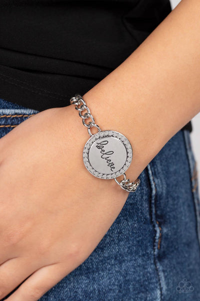 HOPE AND FAITH - SILVER BELIEVE INSPIRATIONAL BRACELET - PAPARAZZI