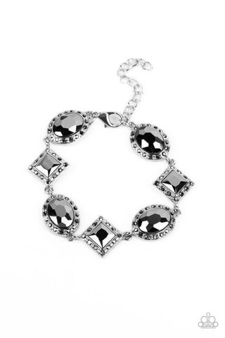 DECADE OF DAZZLE - SILVER HEMATITE GEM BRACELET - PAPARAZZI
