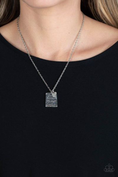 DIVINE DEVOTION - SILVER "HE LOVED US" STAMPED NECKLACE - PAPARAZZI