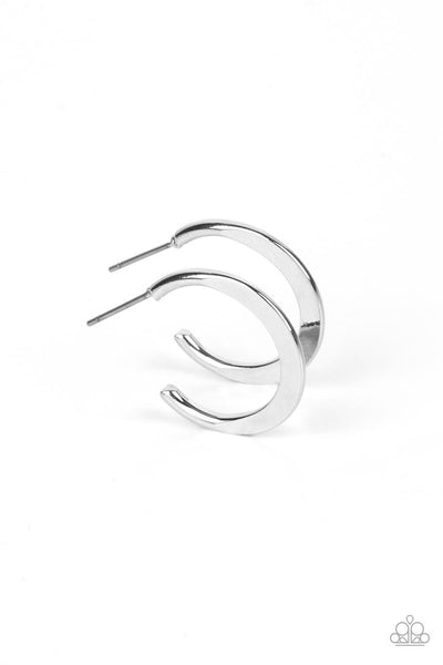 ROYAL RUNWAY - SILVER FLAT HOOP EARRINGS - PAPARAZZI
