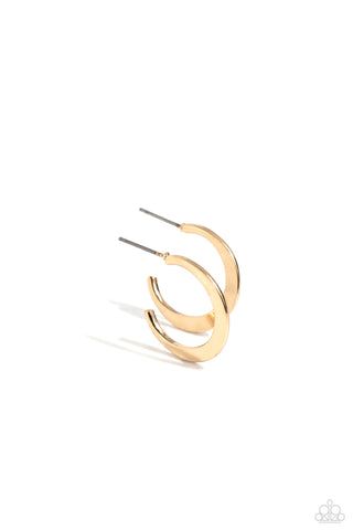 ROYAL RUNWAY - GOLD FLAT SMALL HOOP EARRINGS - PAPARAZZI