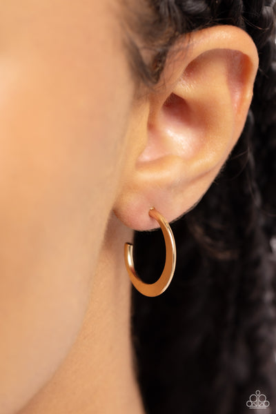 ROYAL RUNWAY - GOLD FLAT SMALL HOOP EARRINGS - PAPARAZZI