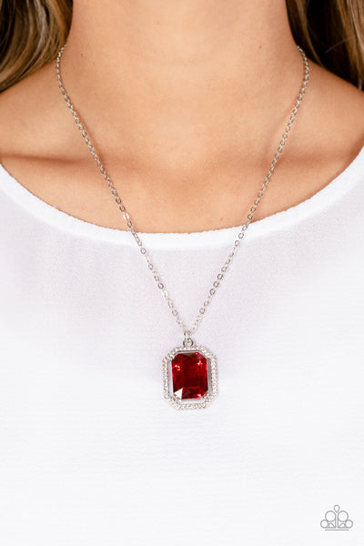 GALLOPING GALA - RED GEM SILVER NECKLACE - PAPARAZZI