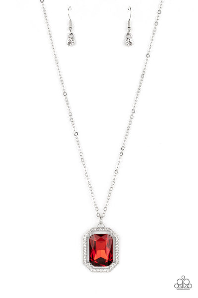 GALLOPING GALA - RED GEM SILVER NECKLACE - PAPARAZZI