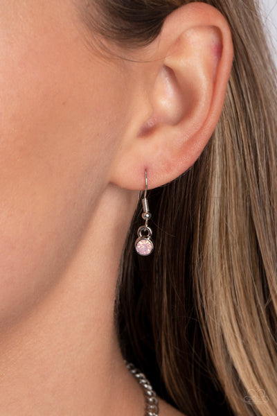 PEARLY POND - PINK OPALESCENT GEM AND PEARL SILVER NECKLACE - PAPARAZZI