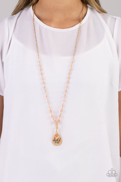 DIVINE DANCE - GOLD "CHILD OF GOD" CRYSTAL PENDANT NECKLACE - PAPARAZZI