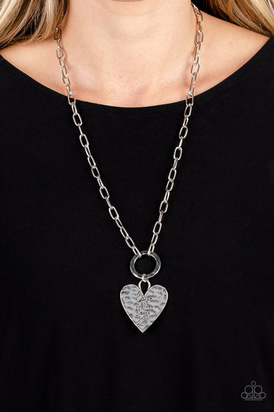 BROTHERLY LOVE - SILVER "LOVE ONE ANOTHER" HEART NECKLACE - PAPARAZZI