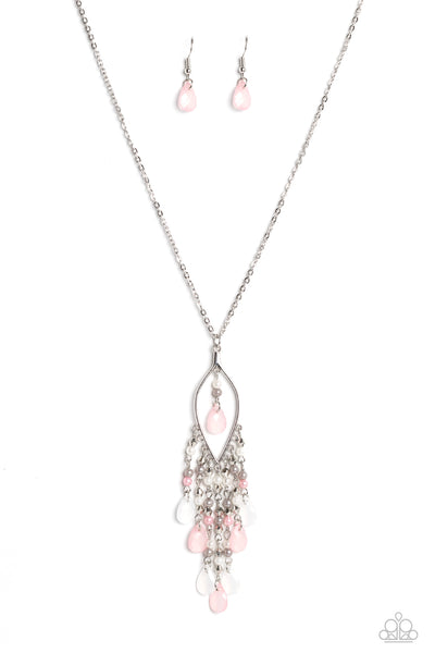 SWEET DREAMCATCHER - MULTI PINK WHITE AND SILVER PEARL NECKLACE - PAPARAZZI
