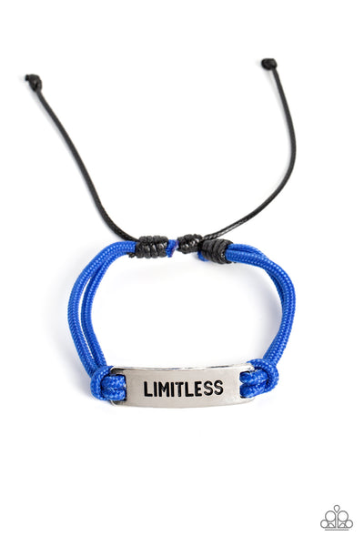 LIMITLESS LAYOVER - BLUE PARACORD SILVER URBAN SLIDE BRACELET - PAPARAZZI