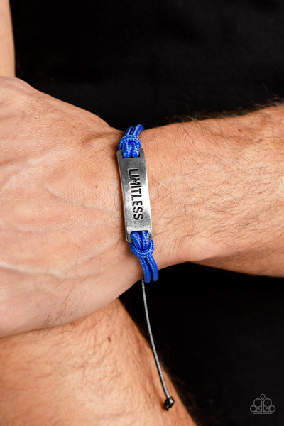 LIMITLESS LAYOVER - BLUE PARACORD SILVER URBAN SLIDE BRACELET - PAPARAZZI