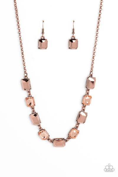EMERALD ENVY - COPPER GEM NECKLACE - PAPARAZZI