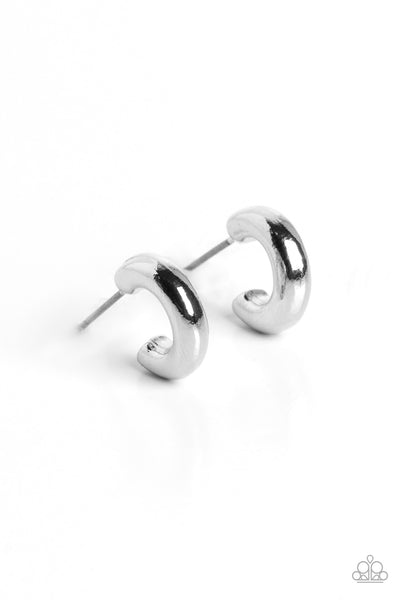 CATWALK CURLS - SILVER TINY HOOP EARRINGS - PAPARAZZI