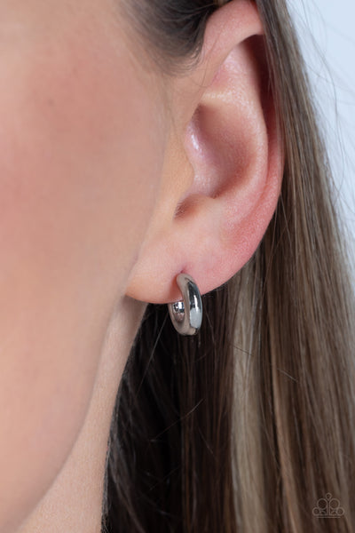 CATWALK CURLS - SILVER TINY HOOP EARRINGS - PAPARAZZI