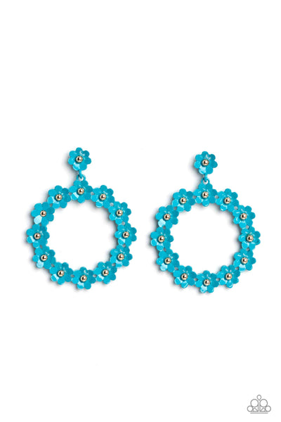 DAISY MEADOWS - BLUE FLOWER POST EARRINGS - PAPARAZZI
