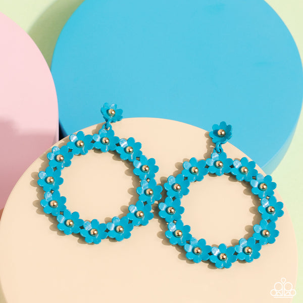 DAISY MEADOWS - BLUE FLOWER POST EARRINGS - PAPARAZZI