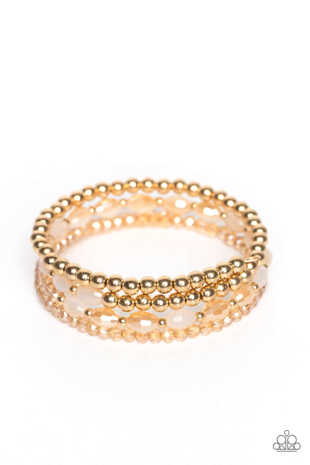 CELESTIAL CHAPTER - GOLD OPAQUE BEAD COIL BRACELET - PAPARAZZI