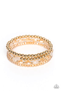 CELESTIAL CHAPTER - GOLD OPAQUE BEAD COIL BRACELET - PAPARAZZI