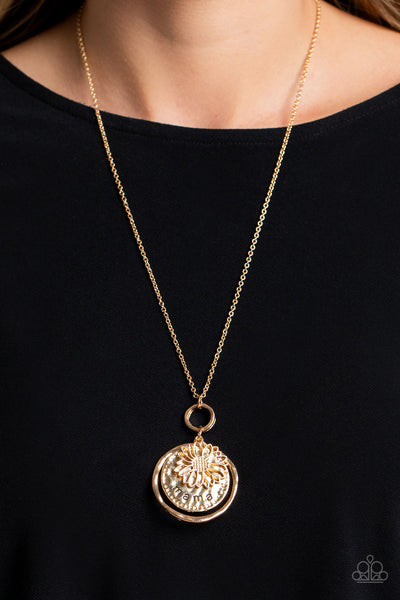 FLOWERS FOR MAMA - GOLD FLORAL "MAMA" STAMPED NECKLACE - PAPARAZZI