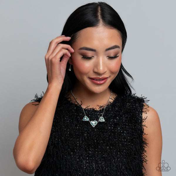 STATE OF THE HEART - BLUE HEART GEM SILVER NECKLACE - PAPARAZZI