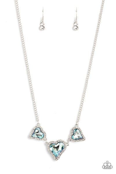 STATE OF THE HEART - BLUE HEART GEM SILVER NECKLACE - PAPARAZZI