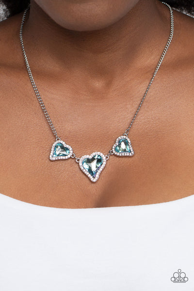 STATE OF THE HEART - BLUE HEART GEM SILVER NECKLACE - PAPARAZZI