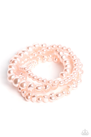 GOSSIP PEARL - PINK PEARL STRETCHY BRACELET SET - PAPARAZZI