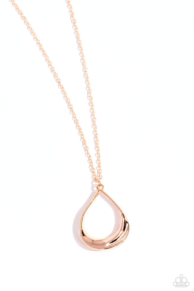 SUBTLE SEASON - ROSE GOLD TEARDROP SHORT NECKLACE - PAPARAZZI