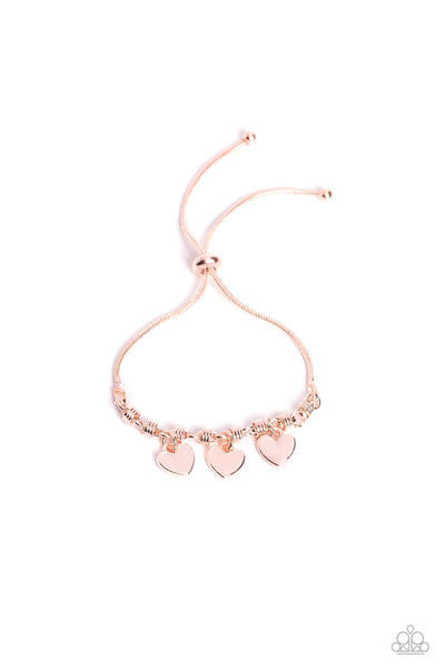 ROMANCE TALE - ROSE GOLD HEART SLIDE BRACELET - PAPARAZZI