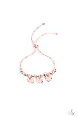 ROMANCE TALE - ROSE GOLD HEART SLIDE BRACELET - PAPARAZZI